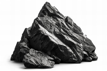 Rock isolated on white background. 3d rendering. Computer digital drawing.の写真素材