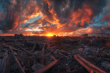 Ruins of a very heavily polluted industrial factory, place was known as one of the most polluted towns in Europe.の写真素材