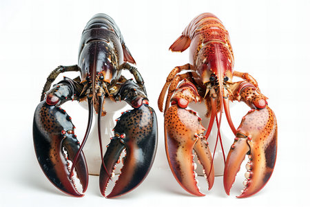 Lobsters isolated on a white background. Clipping path included.の写真素材