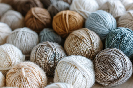 Wool yarn for knitting as a background. Knitting needles.
