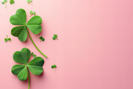 Clover leaves on pink background. St. Patrick's day concept