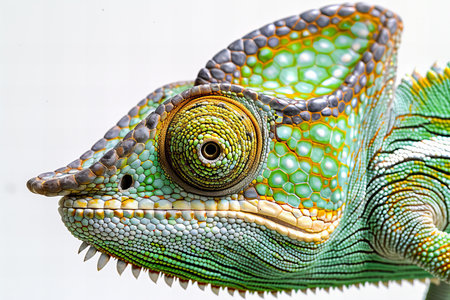 Close up of a veiled chameleon, Furcifer pardalisの写真素材