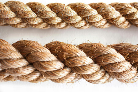 rope on a white background, close-up of the rope