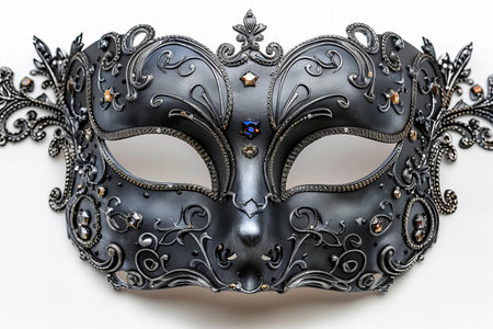 Black Venetian carnival mask isolated on a white background.の写真素材
