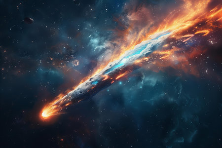 Fiery explosion in space. Abstract background.