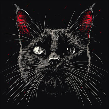 Portrait of a cat. Vector illustration for tattoo or T-shirt design.