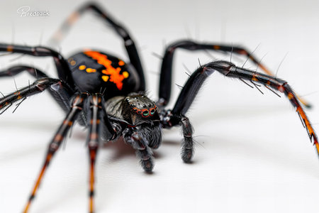 Spider on white background. Close up spider on white background. Spider on white background.