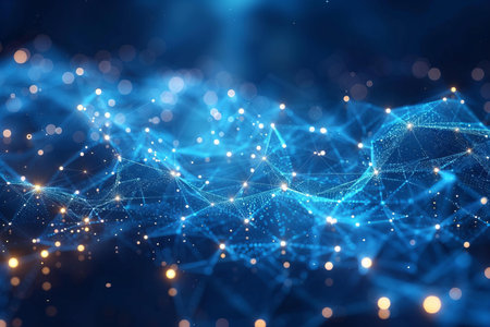 Abstract technology background. Network connection structure. Big data visualization. 3D rendering