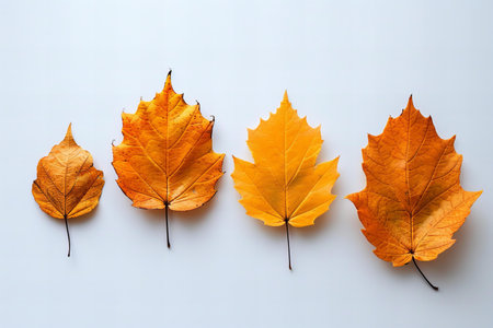 Autumn leaves on white background. Flat lay, top view.