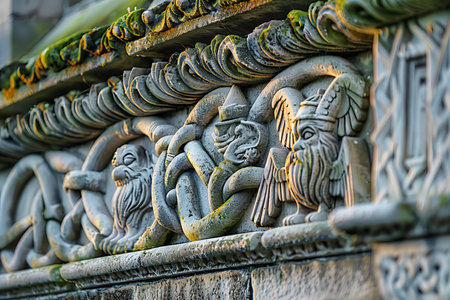Stone carving on the wall of a temple