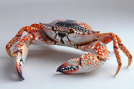 3D rendering of a red crab isolated on white background with clipping path