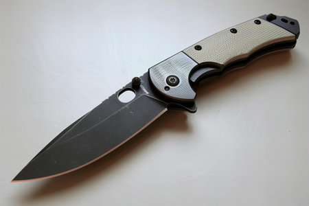 Knife on a white background. Large knife with a handle.