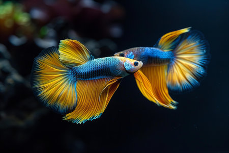 Siamese fighting fish in aquarium, betta splendens.