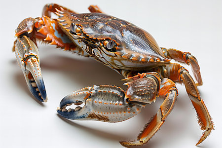 Blue crab isolated on white background. Clipping path included. Close up.の写真素材