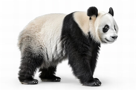 3D rendering of a giant panda in front of a white backgroundの写真素材
