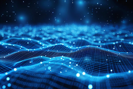 Data technology abstract futuristic illustration. Low poly shape with connecting dots and lines on...