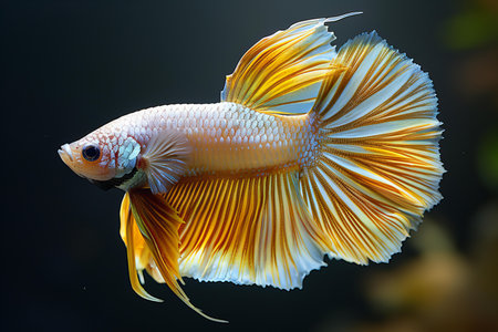 Capture the moving moment of yellow siamese fighting fish isolated on black background. betta fish.