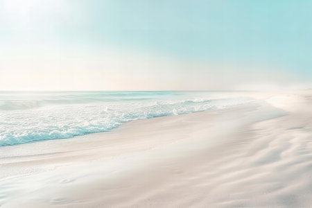Beautiful white sand beach and blue sky background with copy space.の写真素材