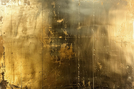 Grunge gold metal texture background with some damage on it.