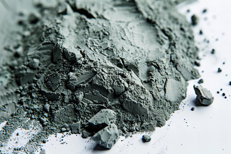 crushed powder isolated on white backgroundの写真素材