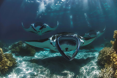 Manta ray in the Red Sea, Egypt. Underwater photography