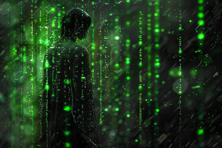 Mysterious man in green rain forest. 3D Renderingの写真素材