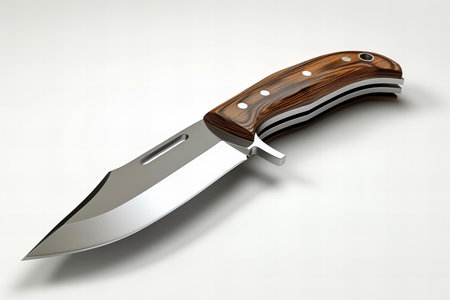 hunting knife on a white background. 3d render illustration.