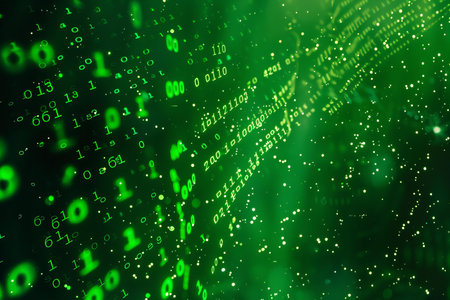 bits and bytes on a dark green background. 3d rendering toned imageの写真素材