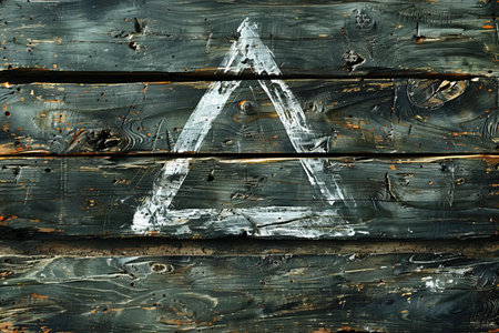 Letter A painted on an old wooden wall. Abstract background for design.の写真素材