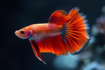 Siamese fighting fish (Betta splendens) in aquarium
