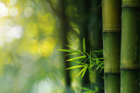 Bamboo forest with bokeh background, shallow depth of fieldの写真素材