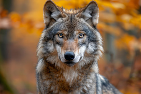 Portrait of a gray wolf (Canis lupus)