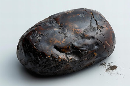 Piece of black stone on a white background. 3d illustration