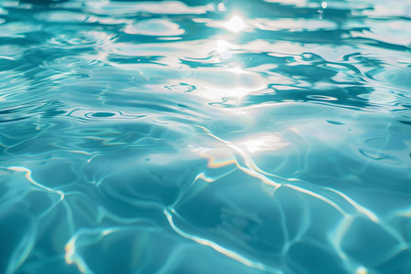 abstract background of water in swimming pool with sun light reflection.