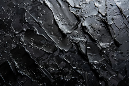 black oil paint on a black background, close-up, macro