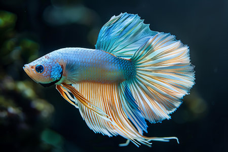 Siamese fighting fish, betta splendens in aquarium.