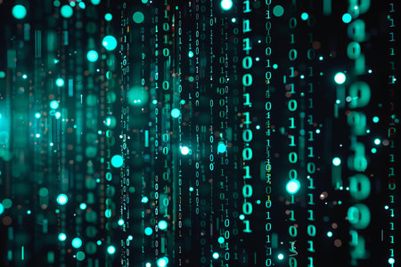 Binary code on the dark background. 3d rendering toned image
