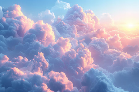 3D illustration of beautiful clouds in the sky at sunset as a background