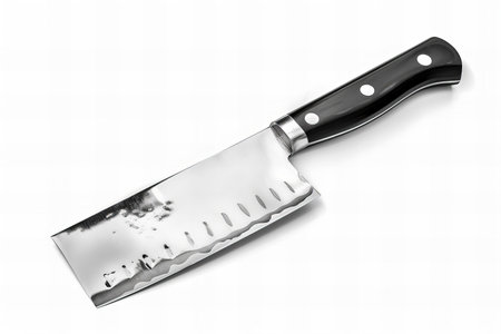 Kitchen knife isolated on white background with clipping path. Top view.