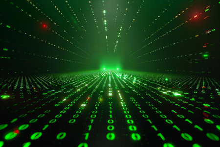 abstract technology background with binary code. 3d render illustration.