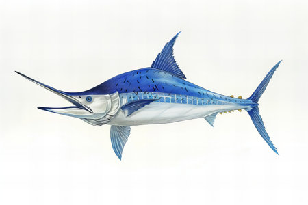 Blue marlin fish isolated on white background. 3D illustration.の写真素材