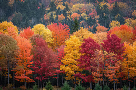 Colorful autumn forest in the fall. Colorful trees in autumn forest