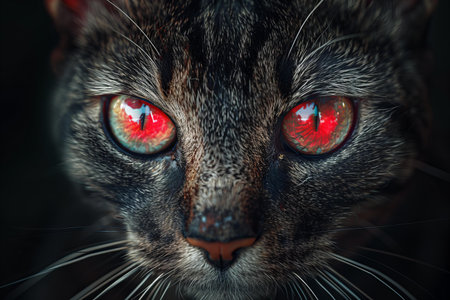 Portrait of a cat with red eyes. Close-up.の写真素材