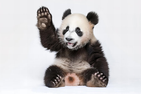 Portrait of a panda bear isolated on a white background.の写真素材