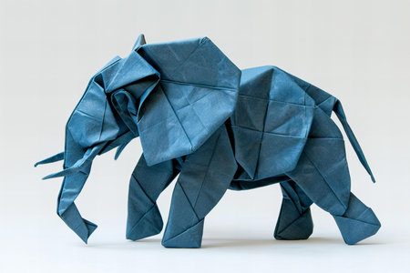 Paper origami elephant isolated on white background, origami concept.の写真素材