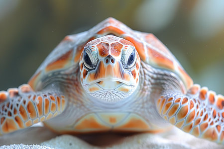 Close up of a green sea turtle (Chelonia mydas)