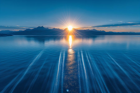 Sunrise over the sea in Glacier Bay National Park, Alaska.