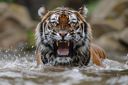 Sumatran Tiger, Panthera tigris altaicaの写真素材