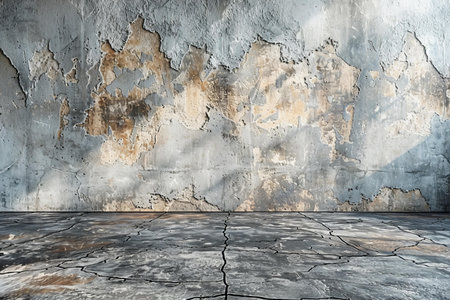 Old grunge concrete wall and floor background. 3d render illustrationの写真素材