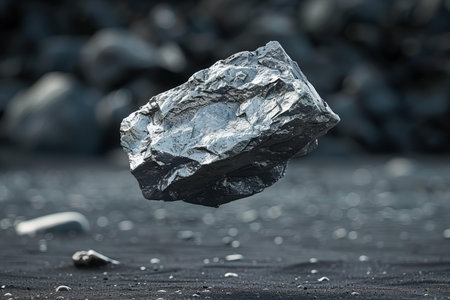 Close up of a stone on the black sand beach in Iceland.